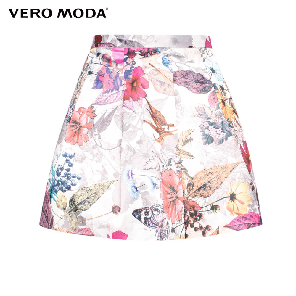 Vero Moda水彩植物印花工字A型蓬蓬短半身裙N|31424C001