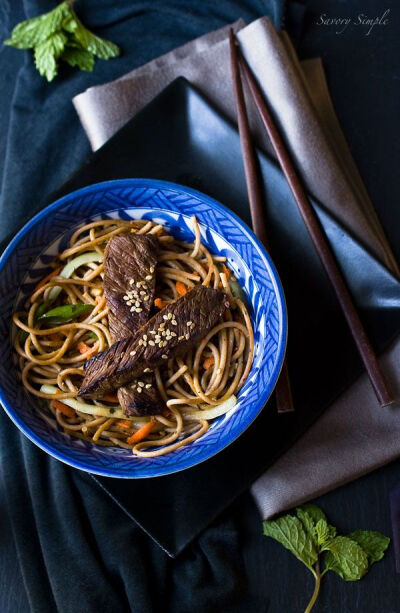 Asian Beef Noodle Salad - Savory Simple