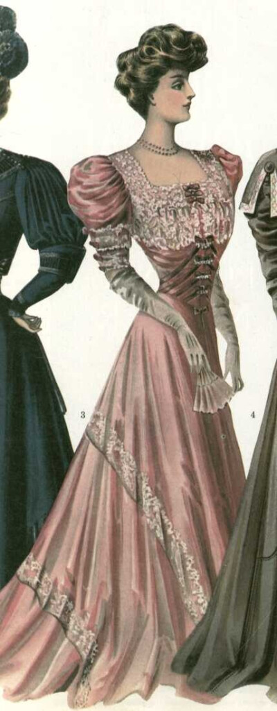 http://www.operagloves.com/Fashion 1900s fashion peach evening gown.