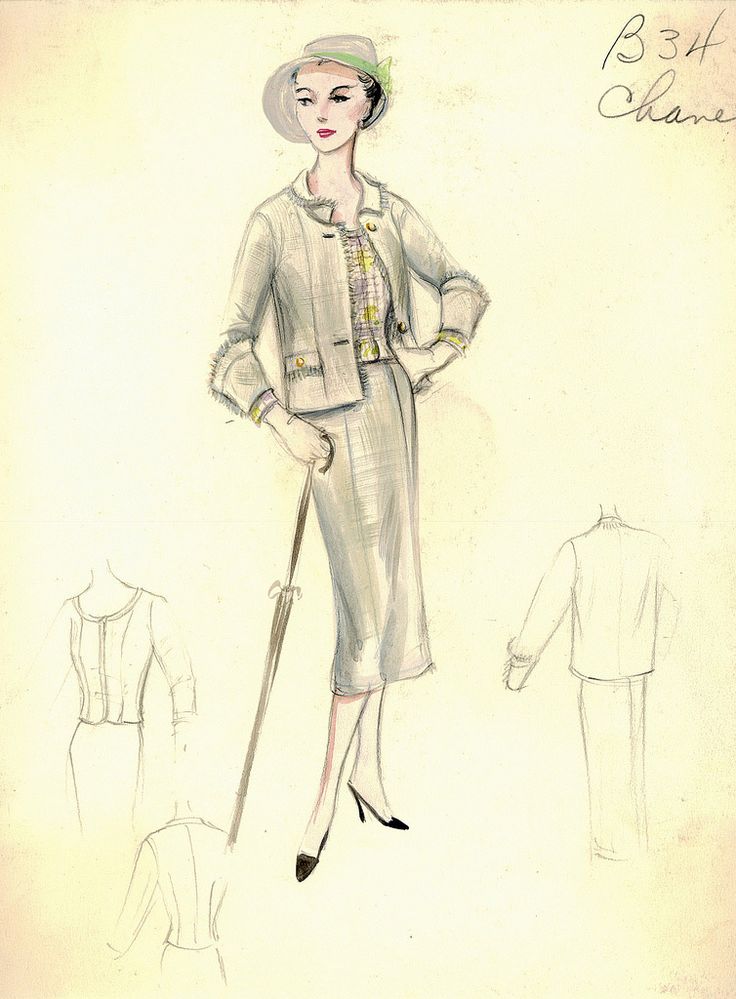 Chanel 1960 | Vintage CHANEL fashion sketches from the 1950s and 1960s