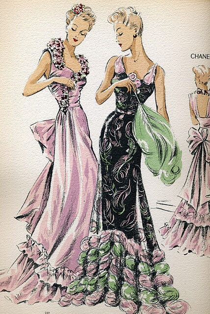 1940 evening dresses - Spectacular trimming!