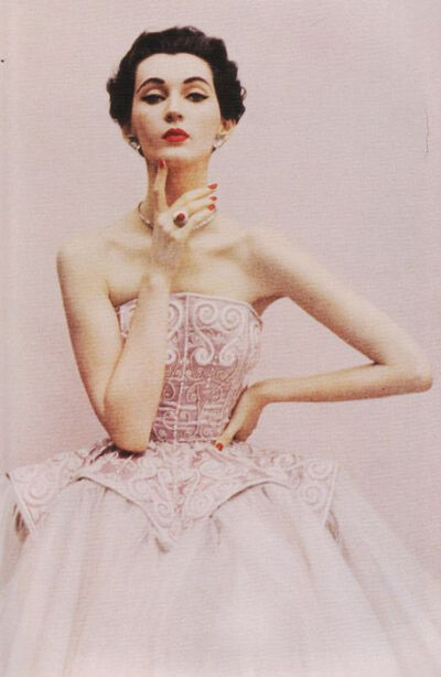 Cristobal Balenciaga, Harper’s Bazaar (British edition), December 1950, Model: Dovima, Photographer: Richard Avedon.