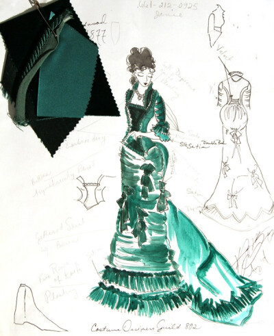 Costume illustration for &amp;quot;Alma Garret&amp;quot; (Molly Parker) from 'Deadwood' 2004-2006 Design by Katherine Jane Bryant.