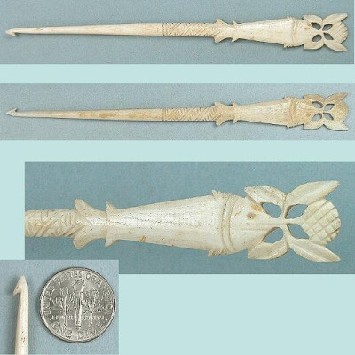 Carved Ivory Fish Crochet Hook