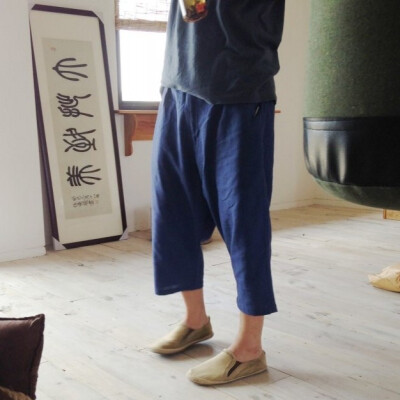 大拙 男款 禅意系列 舒适棉麻质地 落档设计 休闲七分裤3094