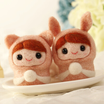 圈圈木 俄罗斯娃娃 小猫 小兔 热卖 羊毛毡 戳戳乐 材料包