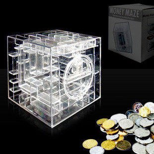 倒珠迷宫储蓄罐 大号透明存钱罐储钱罐 蜂窝存钱罐 迷宫礼品盒