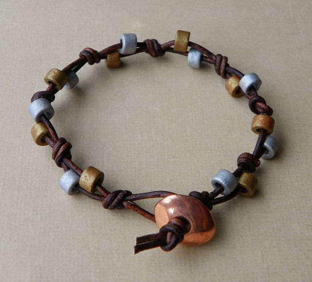 Beaded Leather Bracelet by Erin Siegel Jewelry,