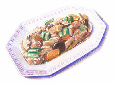 手繪美食桌布 - 食物彩色鉛筆畫桌面（二） - 彩色美食鉛筆畫桌面桌布Color Pencil Drawings of Foods21