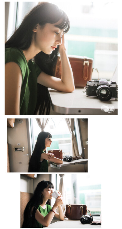 芥茉 森林系甜美 棉麻抽绳圆领包袖连衣裙