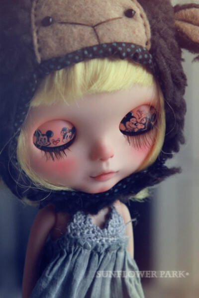 #Custom Blythe# NO.131 改娃原型:海洋，开嘴，眼皮画米妮米奇