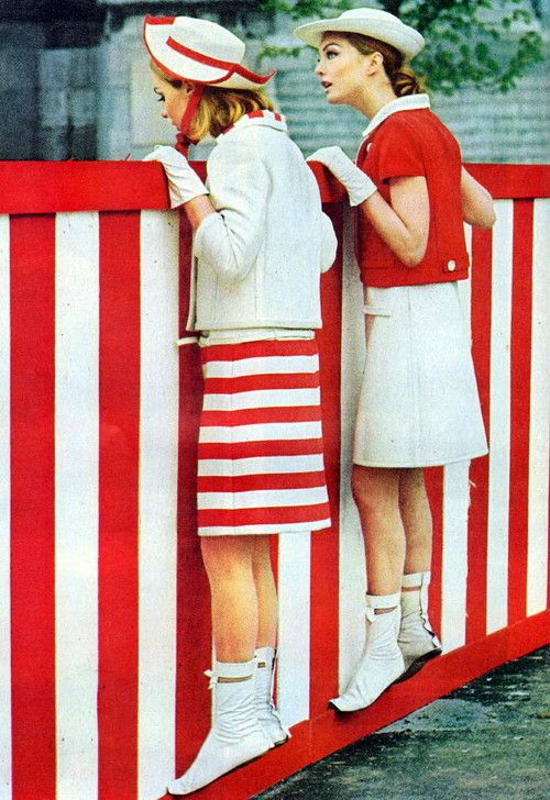 Andre Courreges, gogo boots and peppermint stripes, 1965