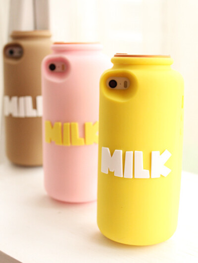 iphone5牛奶瓶手机壳立体硅胶套iphone5S milk手机套治愈系苹果壳