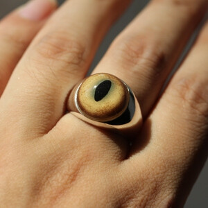 骸原创眼球戒指手工925纯银evileye猫眼珠戒子男士指环的图片