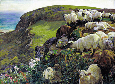 英國海岸 Our English Coasts(Strayed Sheep)作 者：漢特 Hunt William Holman館 藏 處：英國倫敦泰德畫廊 Tate Gallery, London