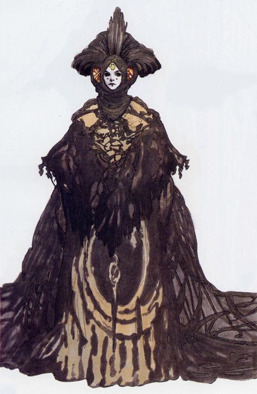 Costume illustration for &amp;quot;Queen Amidala&amp;quot; (Natalie Portman), 'StarWars Episode I: The Phantom Menace' 1999. Costume designer, Trisha Biggar.