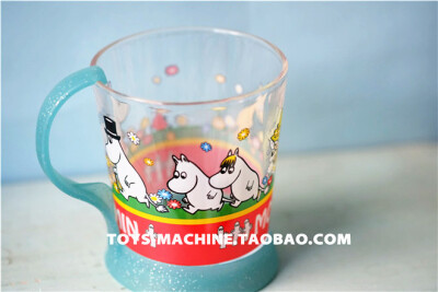 日本购入 Moomin 姆明 玻璃杯 附塑胶底座