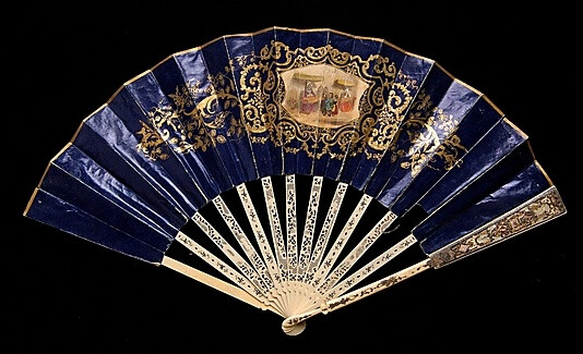 Fan, 1840–59. European. Ivory, paper, mother-of-pearl, metal. Brooklyn Museum Costume Collection at The Metropolitan Museum of Art.