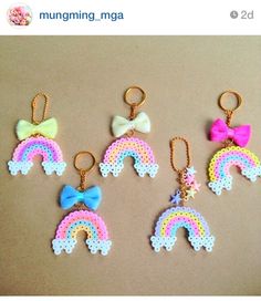 Rainbow key holder hama beads. Check it out on Instagram