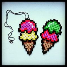 Ice cream necklace perler beads by dementhea