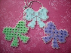 Kawaii Light Blue perler beads Bow Necklace by MilkshakeTrinkets