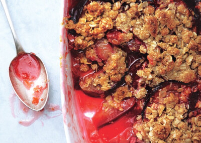 Summer Fruit Crisp Look at this crisp real close. STONE FRUIT! That first bite of a fragrant, juicy peach will be explosive—then we're gonna bake the rest into a crisp.