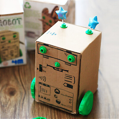 香港4~M 科学实验室 大人的玩具 DIY拼装可行走纸盒机器人