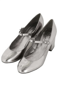 【现货38】英国代购TOPSHOP AW13复古锡器银PU粗中跟单鞋原500的图片