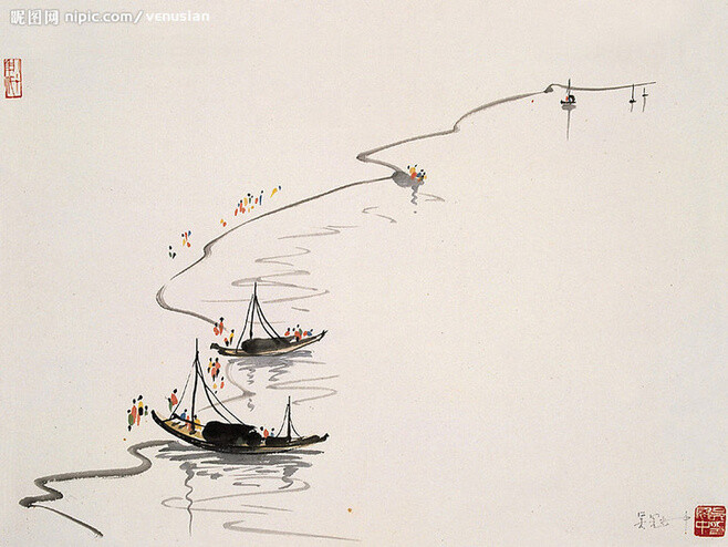 吴冠中作品：江南水乡