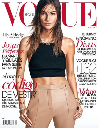 Vogue Mexico &amp;amp; Latin America July 2014: Lily Aldridge by James Macari |Lily拿下她今年的首个Vogue封面，也是她个人的第二个Vogue封面。