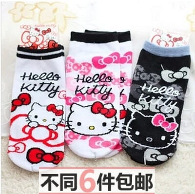 hello kitty 凯帝猫 卡通可爱纯棉船袜 短袜 直板袜 袜子