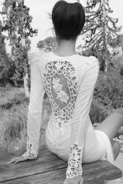 inbal dror bridal 2013 long sleeve wedding dress illusion portrait back