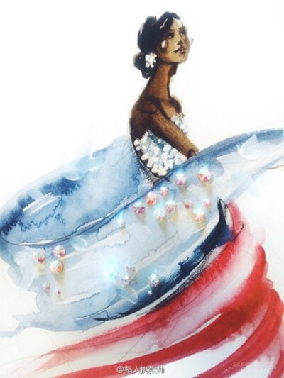 华丽的服装手绘图，好像在看一场纸上的时装秀。更多美图分享于：欧美范十足