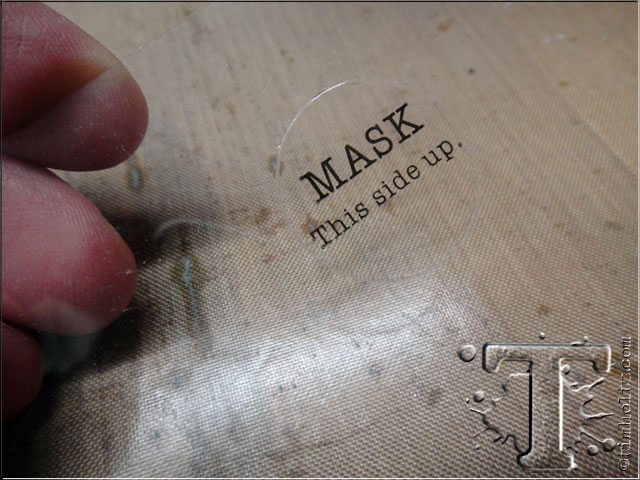 step 10: inside the package there are 4 sheets of clear material. 2 of the sheets are labeled “MASK” and the other 2 are completely clear. the sheets marked “MASK” are the ones we actually use to create the mask. the other ones are the storage sheets for the masks you make. *make sure you stamp o