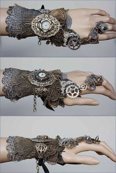 Cuff | Pinkabsinthe (Steampunk Gothic Jewelry). &amp;quot;Spiked Gears&amp;quot;