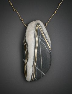 Pendant | Andrea Williams. &amp;quot;The Repeated Meme&amp;quot;. Created using a stone from the estate of Margaret De Patta . Reclaimed 18k gold, chain and inlay within the quartz stone