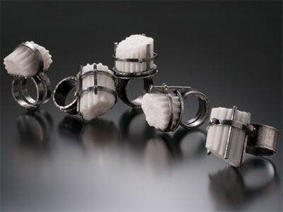 Rings | Donna Veverka. &amp;quot;Fragment Series&amp;quot;. Sterling silver, hand carved marble, patina