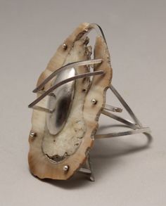 Ring | Rachel Columb. &amp;quot;Saturn&amp;quot;. 'Fossil' ivory, sterling silver