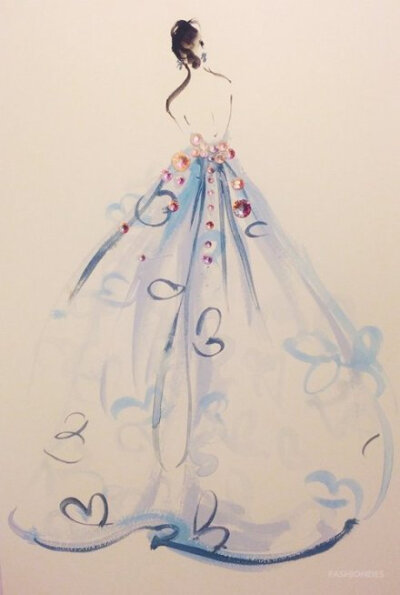华丽的服装手绘图，好像在看一场纸上的时装秀。赞！ | by：Marangoni