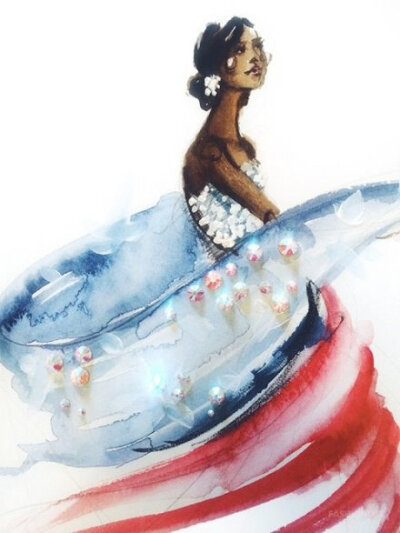 华丽的服装手绘图，好像在看一场纸上的时装秀。赞！ | by：Marangoni