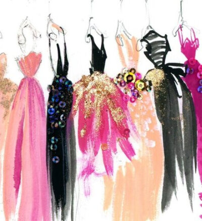 华丽的服装手绘图，好像在看一场纸上的时装秀。赞！ | by：Marangoni