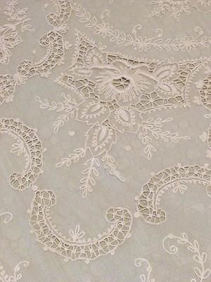 Gorgeous Antique French Net Coverlet Bedspread Tambour Lace Cutwork Embroidery | eBay Vintageblessings