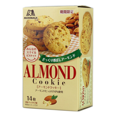 日本进口 森永ALMOND 粒粒杏仁曲奇饼干120g 14枚入 期间限定