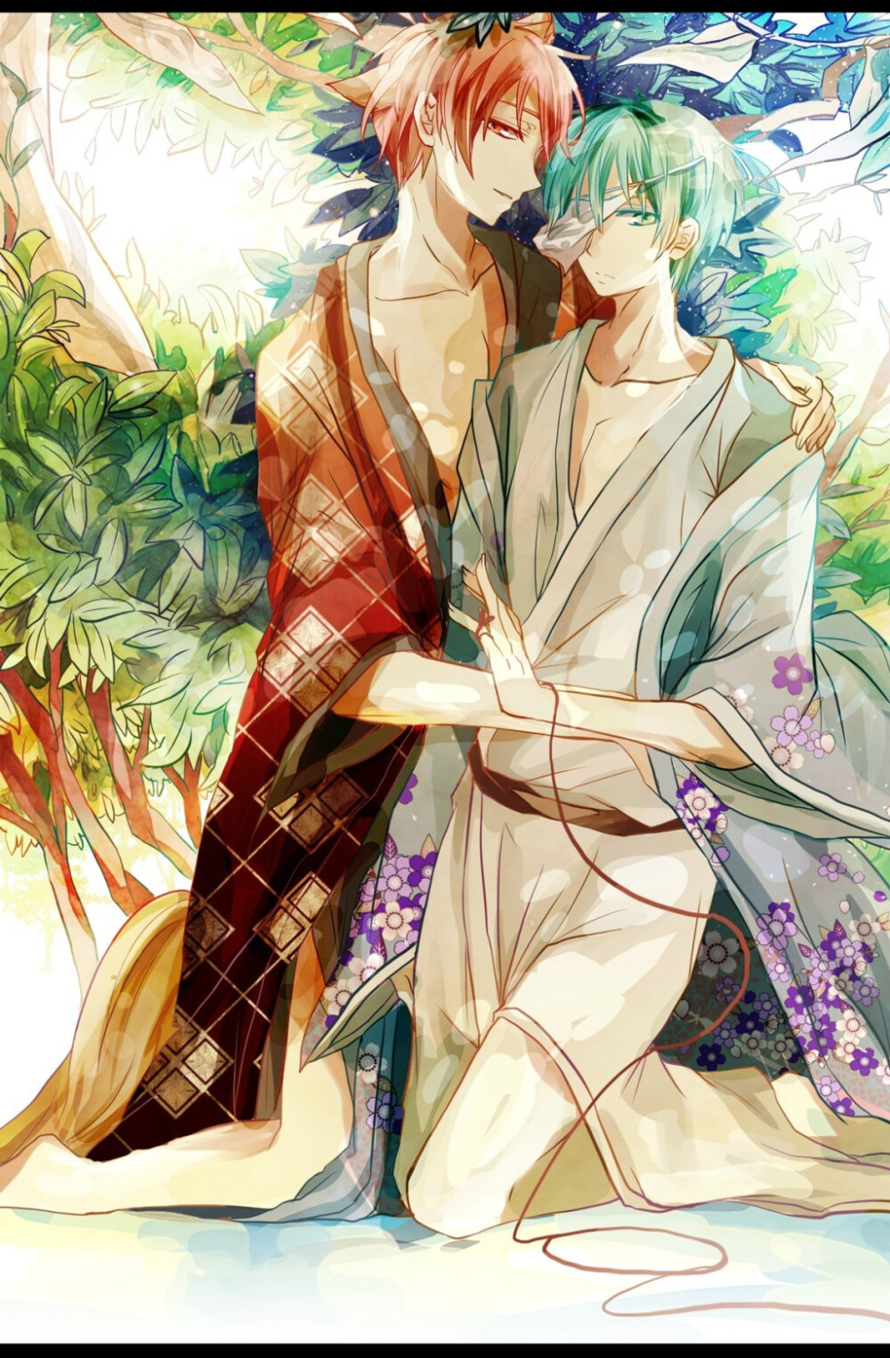 #赤黑#狐の嫁入り【赤黒】 绘者：りお ID 43747160「连结」www.pixiv.net/member_illust.php?mode=medium&amp;amp;illust_id=43747160