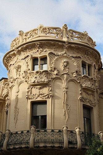 Palacio de Longoria, Madrid, Spain was built from 1902 to 1904 by architect José Grases Riera. It was constructed in Art Nouveau architectural style.