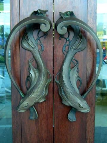 Beautiful Art Nouveau Door at the Roxy Cinema in Miramar, Wellington, New Zealand.