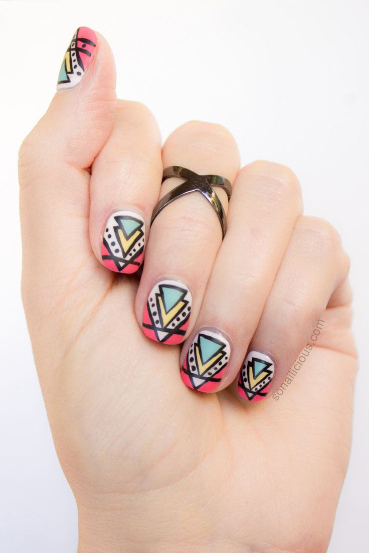 Aztec Print nails.