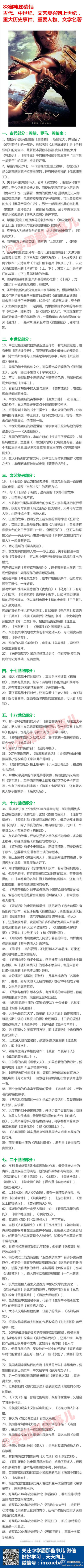 【88部电影从古代、中世纪、文艺复兴到上世纪，重大历史事件、重要人物、文学名著大囊括】