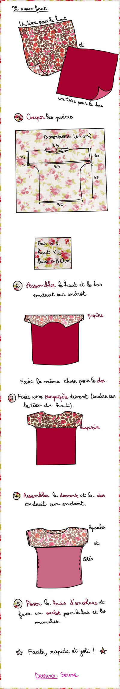 Tuto du top bicolore - Des Idées Par Milliers ! (Two-colour Top, in French).