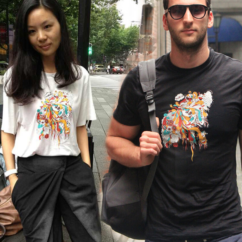 原创 手绘 印花 情侣 t恤